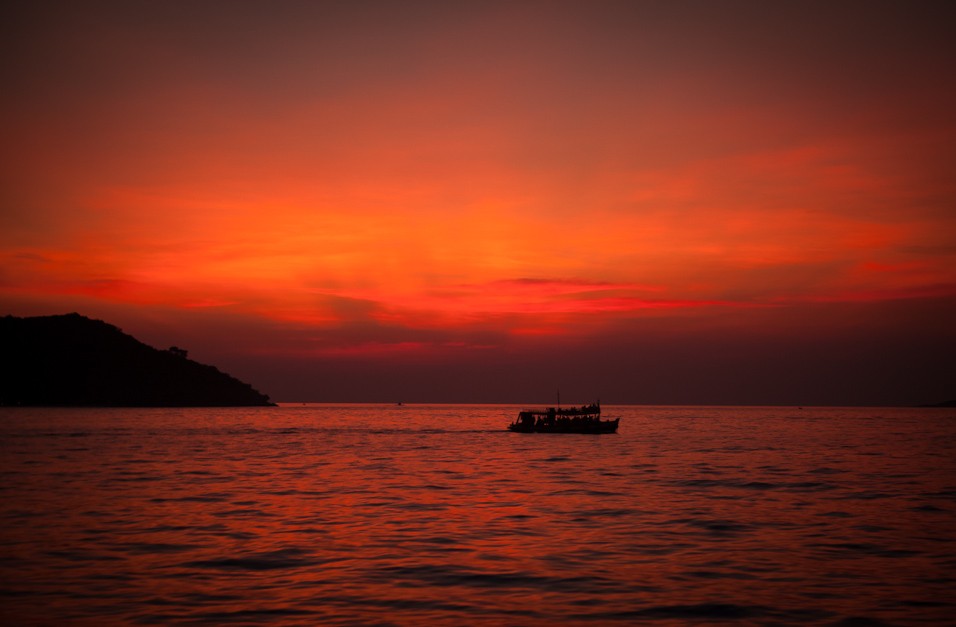 západ slunce cestou na Koh Samed