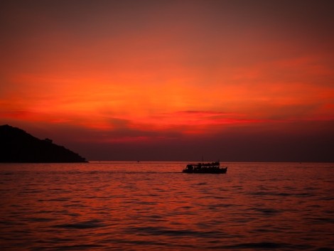 západ slunce cestou na Koh Samed